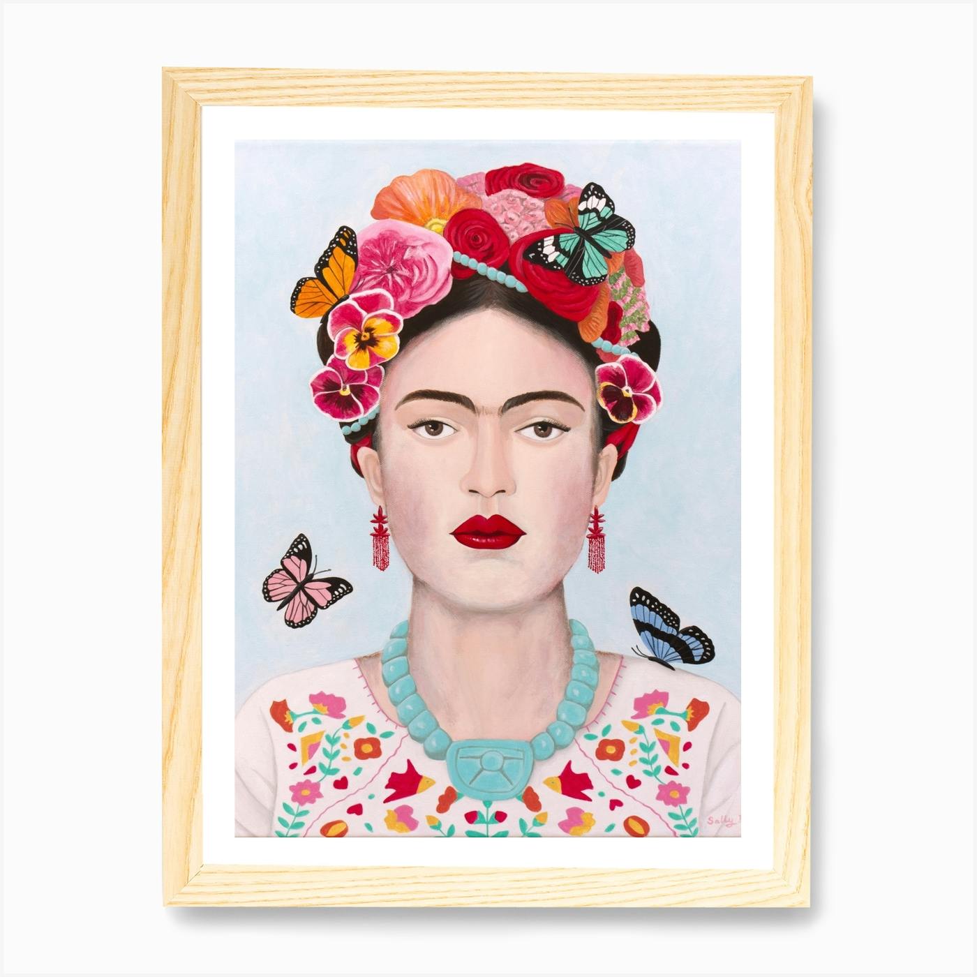 Framed Frida Kahlo print Frida Kahlo artwork Framed print Rose Gold picture frame print Frida prints